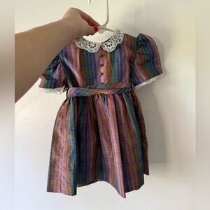 Vintage Dior Plaid Dress with Lace Collar